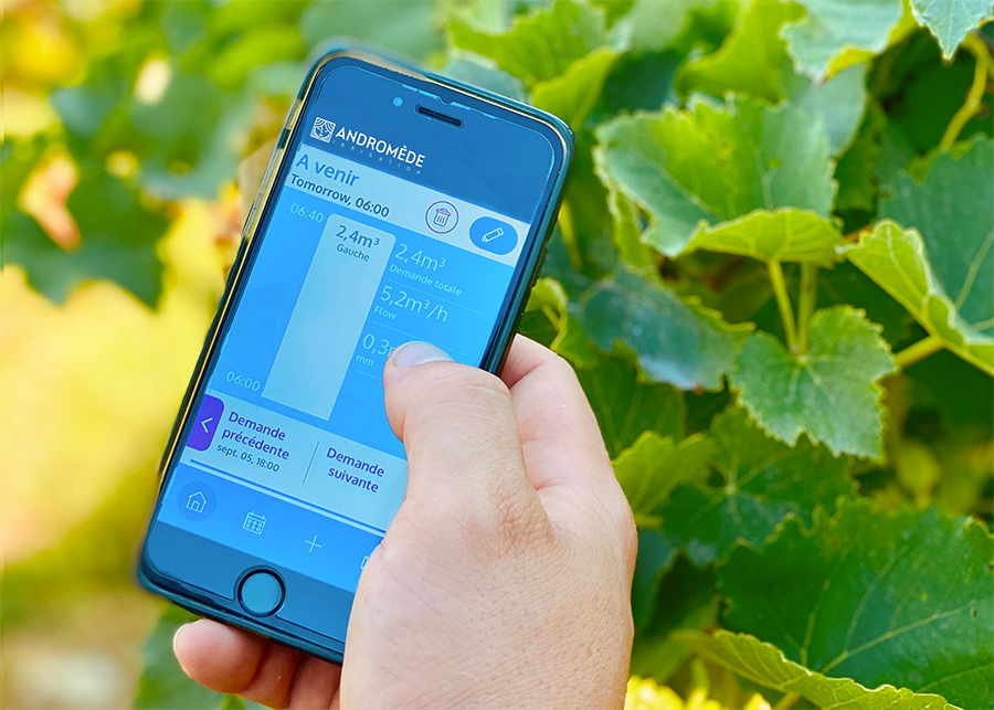 Cette application utilisable sur smartphone permet de piloter un réseau d'irrigation